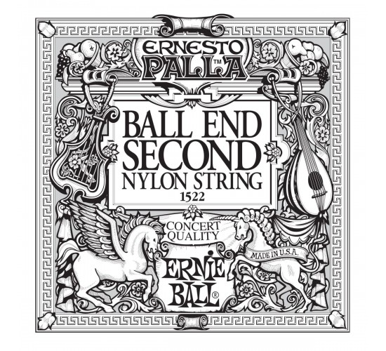 Ernie Ball 1522 2я струна для классической гитары. Черный нейлон, шарик, калибр .032