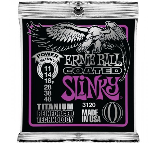 Ernie Ball 3120 струны для эл.гитары Coated Electric Titanium RPS Power Slinky (11-14-18р-28-38-48)