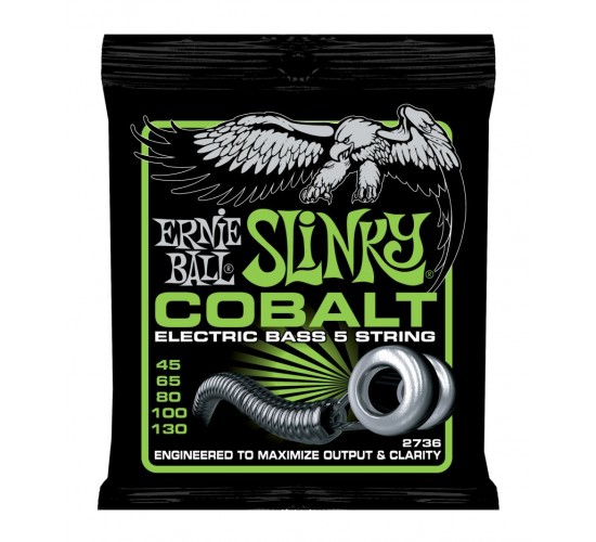 Ernie Ball 2736 струны для 5-струнной бас-гитары Cobalt Bass Slinky 5 (45-65-80-100-130)