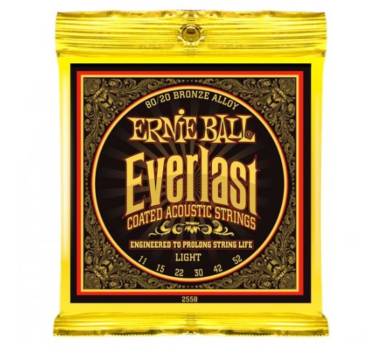 Ernie Ball 2558 струны для акуст.гитары Everlast Coated 80/20 Bronze Light (11-15-22w-30-42-52)