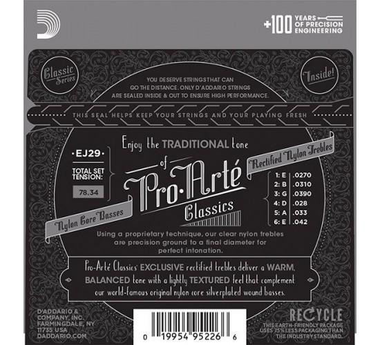 D'Addario EJ29 CLASSIC Струны для классической гитары нейлоновые Moderate