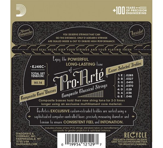 D'Addario EJ46C COMPOSITE PRO ARTE Струны для классической гитары нейлоновые/композитные Hard