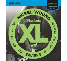 D'Addario EXL165-5 XL NICKEL WOUND Струны для 5-струнной бас-гитары 5-string Long RLTMB 45-135