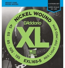 D'Addario EXL165-5 XL NICKEL WOUND Струны для 5-струнной бас-гитары 5-string Long RLTMB 45-135