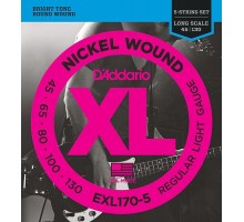 D'Addario EXL170-5 XL NICKEL WOUND Струны для 5-струнной бас-гитары 5-string Long Regular Lig 45-130