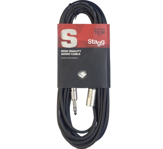 Stagg SAC10PSXM DL аудиокабель, XLR/jack (папа/папа), 10 метров, симметричный, цвет черный