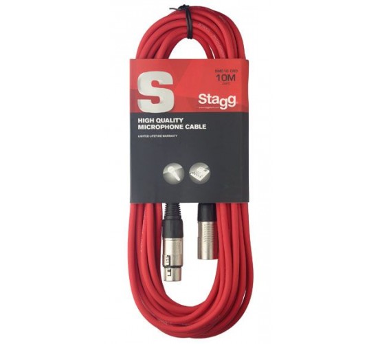 Stagg SMC10 CRD микрофонный шнур, xlr-xlr, длина 10 метров, цвет красный