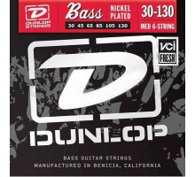 Dunlop DBN30130 Комплект струн для 6-струнной бас-гитары, никелированные, Medium, 30-130