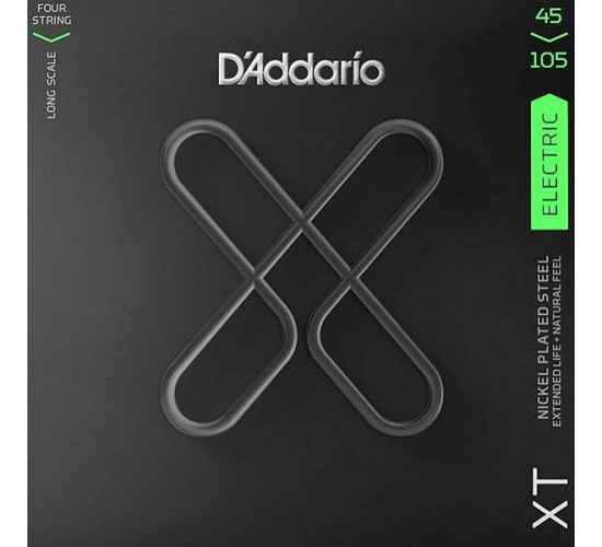 D'Addario XTB45105 комплект струн для бас-гитары, никелированные, 45-105, с покрытием