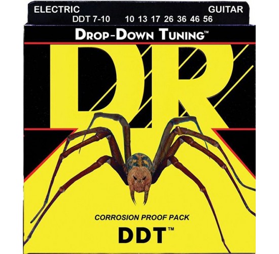 DR DDT7-10 Drop-Down Tuning Комплект струн для 7-струнной электрогитары, никелированные, 10-56