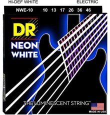 DR NWE-10 Neon White комплект струн для электрогитары, никелированные, с покрытием, 10-46