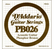 D'Addario PB026 Phosphor Bronze Отдельная струна для акустической гитары, фосфорная бронза, .026