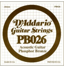 D'Addario PB026 Phosphor Bronze Отдельная струна для акустической гитары, фосфорная бронза, .026