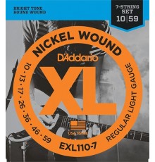D'Addario EXL110-7 XL NICKEL WOUND Струны для 7-струнной электрогитары Regular Light 7-string 10-59