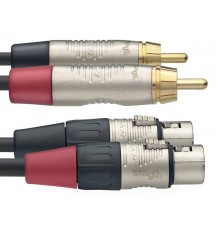 Stagg NTC3CMXFR профессиональный двойной кабель (2 х XLR «мама»/ 2 х RCA «папа»), 3 метра