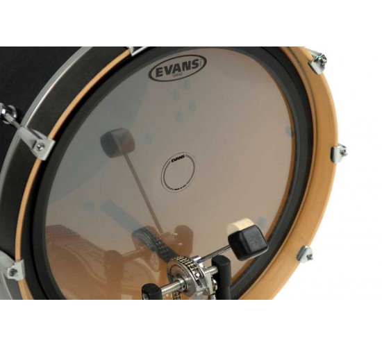Evans EQPC1 Наклейка нейлоновая на рабочий пластик бас барабана, прозрачная, одиночная педаль, кругл