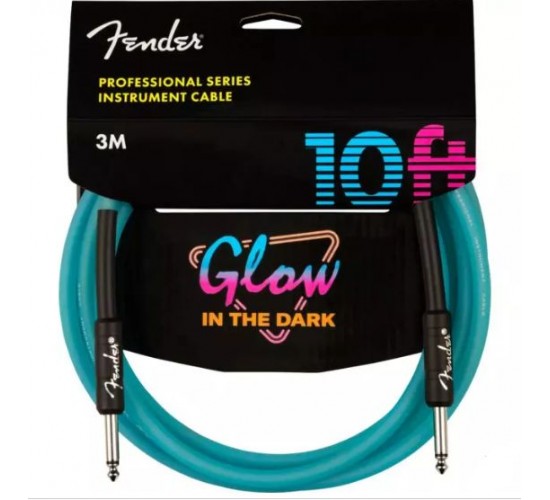 Fender 10' Professional Inst Glow in the Dark инструментальный кабель, Blue, длина 3м