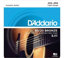 D'Addario EJ11 BRONZE 80/20 Струны для акустической гитары бронза Light 12-53
