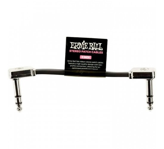 Ernie Ball 6407 соединительный кабель stereo плоский,7.5 см,угловой джек/угловой джек, черный