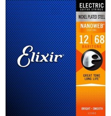 Elixir 12302 NANOWEB Комплект струн для электрогитары, Baritone, 12-68
