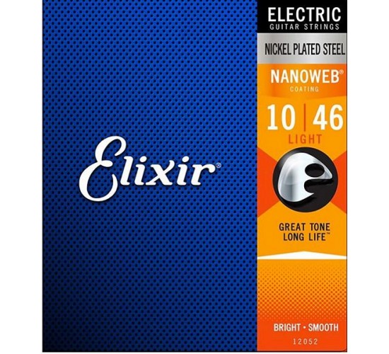 Elixir 12052 NANOWEB Комплект струн для электрогитары, Light, 10-46