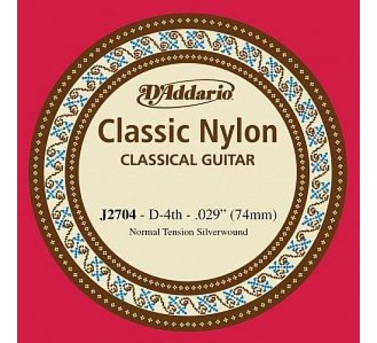 D'Addario J2704 Classical Отдельная 4-ая струна для классической гитары, нейлон, норм. натяжение
