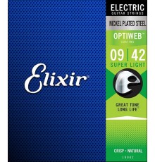 Elixir 19002 Optiweb Комплект струн для электрогитары, никелированная сталь, Super light 9-42