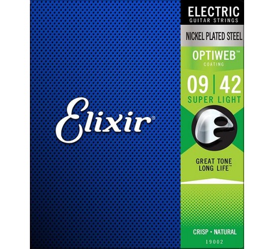 Elixir 19002 Optiweb Комплект струн для электрогитары, никелированная сталь, Super light 9-42