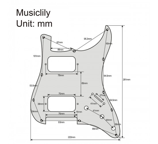 Musiclily MX2248AW Защитная накладка электрогитары Fender Stratocaster HH, 3 слоя, белая