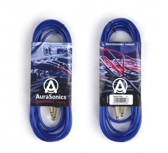 AuraSonics J63J63-5TBU гитарный кабель Jack TS 6.3мм - Jack TS 6.3мм 5м, 24AWG, 0.22мм², синий