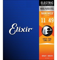 Elixir 12102 NANOWEB Комплект струн для электрогитары, Medium, 11-49