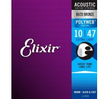 Elixir 11000 POLYWEB Комплект струн для акустической гитары, Extra Light, бронза 80/20, 10-47