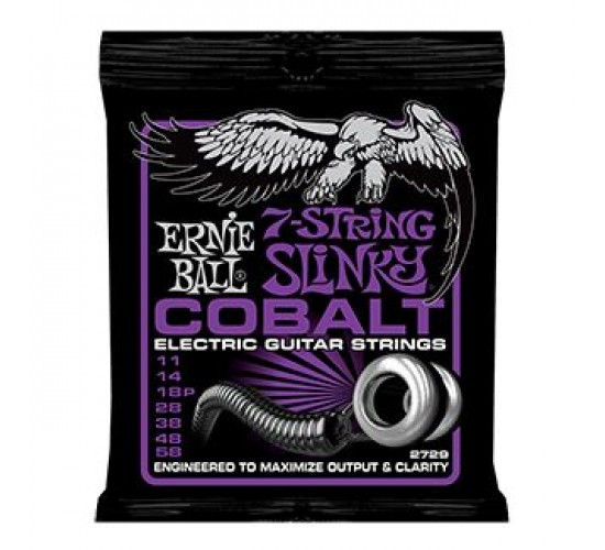 Ernie Ball 2729 Cobalt Power Slinky 7 Комплект струн для 7 струнной электрогитары 11-58