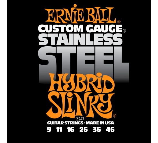 Ernie Ball 2247 струны для эл.гитары Stainless Steel Hybrid Slinky (9-11-16-26-36-46)