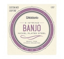 D'Addario EJ57 Комплект струн для 5-струнного банджо, никелированные, Custom Medium, 11-22