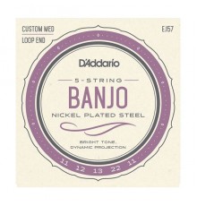 D'Addario EJ57 Комплект струн для 5-струнного банджо, никелированные, Custom Medium, 11-22