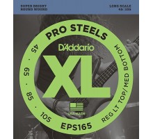 D'Addario EPS165 ProSteels Комплект струн для бас-гитары, Custom Light, 45-105, Long Scale