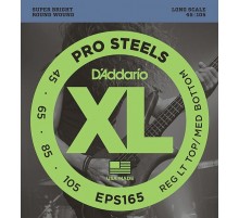 D'Addario EPS165 ProSteels Комплект струн для бас-гитары, Custom Light, 45-105, Long Scale