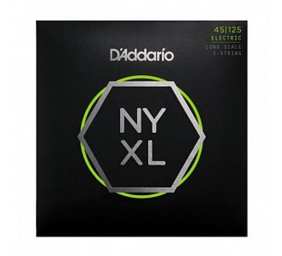 D'Addario NYXL45125 Комплект струн для 5-струнной бас-гитары, Lt Top/Med Btm, 45-125