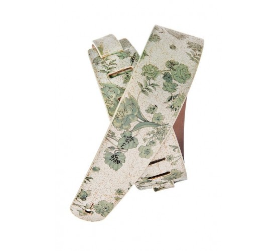 Planet Waves 25DFL-01 Distressed Кожаный ремень для гитары, рисунок «White Flowers»