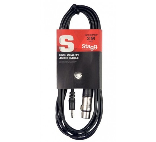 Stagg SAC3MPSXF аудио шнур XLR(F)-JACK mini stereo папа, серия Deluxe, 3 метра, черного цвета