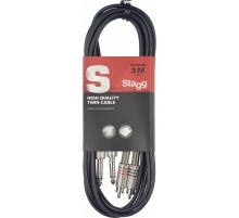Stagg STC3PCM сдвоенный аудио шнур 2xJack 1/4" - 2xRCA, длина 3 м, черного цвета