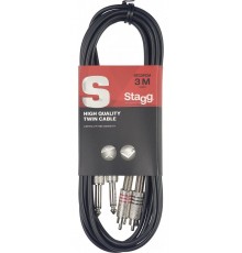 Stagg STC3PCM сдвоенный аудио шнур 2xJack 1/4" - 2xRCA, длина 3 м, черного цвета
