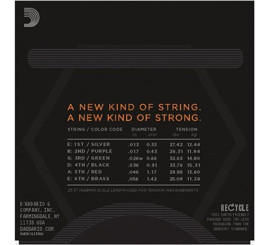 D'Addario NYXL1356W Комплект струн для электрогитары, Medium, опл.3-ей струны, 13-56