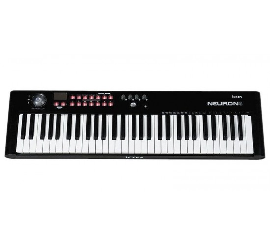 Icon Neuron 6 Black MIDI-клавиатура USB фортепианного типа, 61 клавиша, джойстик, фейдер, 14 кнопок с MIDI функциями, 20 ячеек памяти, питание USB 2.0. Цвет чёрный