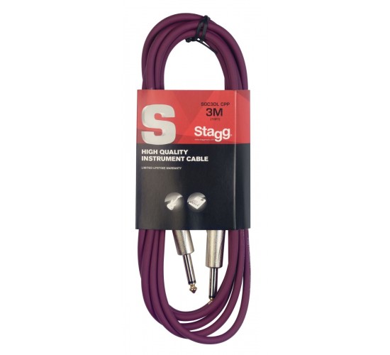 Stagg SGC3DL CPP гитарный шнур, jack-jack, длина 3 метра, цвет фиолетовый
