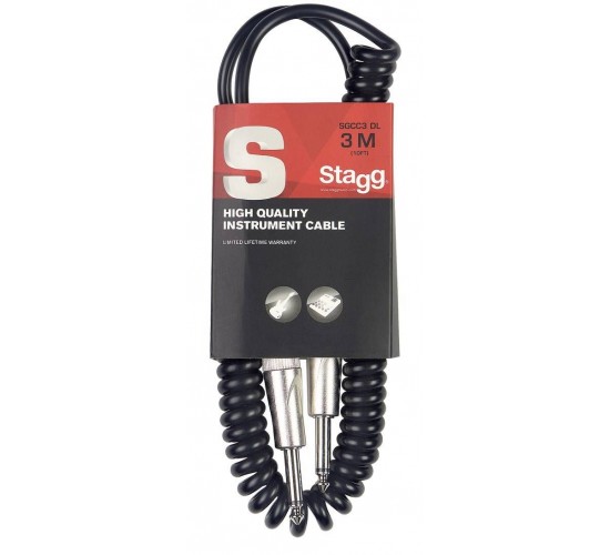Stagg SGCC3 DL гитарный шнур, витой, длина 3 метра, черный
