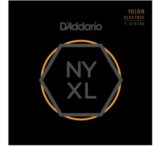 D'Addario NYXL1059 Комплект струн для 7-струнной электрогитары, никелированные, Regular Light, 10-59