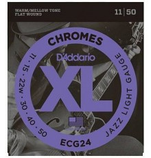 D'Addario ECG24 Chromes Flat Wound Комплект струн для электрогитары, Jazz Light, 11-50