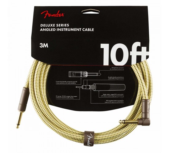 Fender Deluxe 10' ANGL Inst CBL TWD инструментальный кабель, твид, длина 3м, прям/углов.